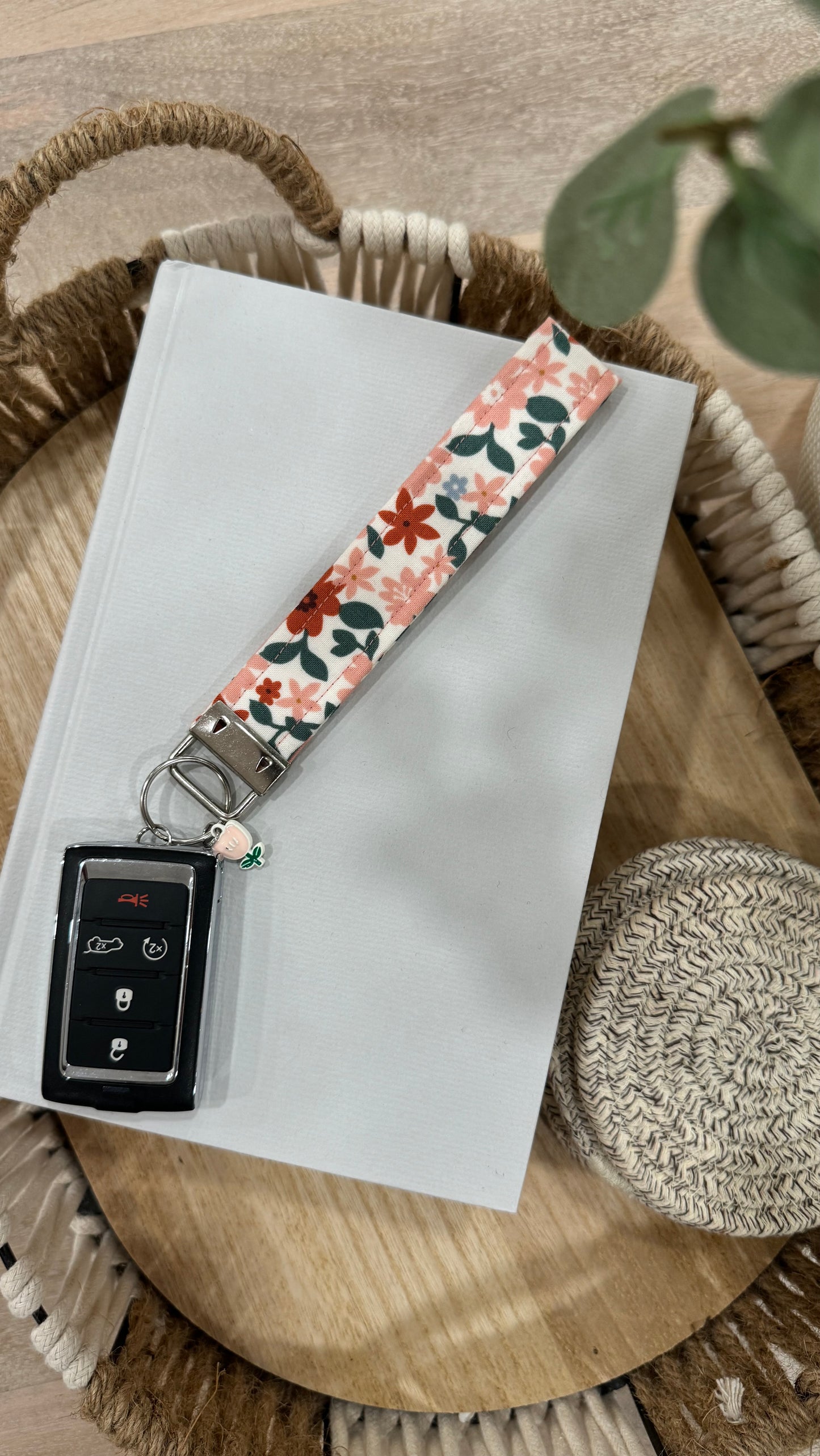 Pink Floral Wristlet