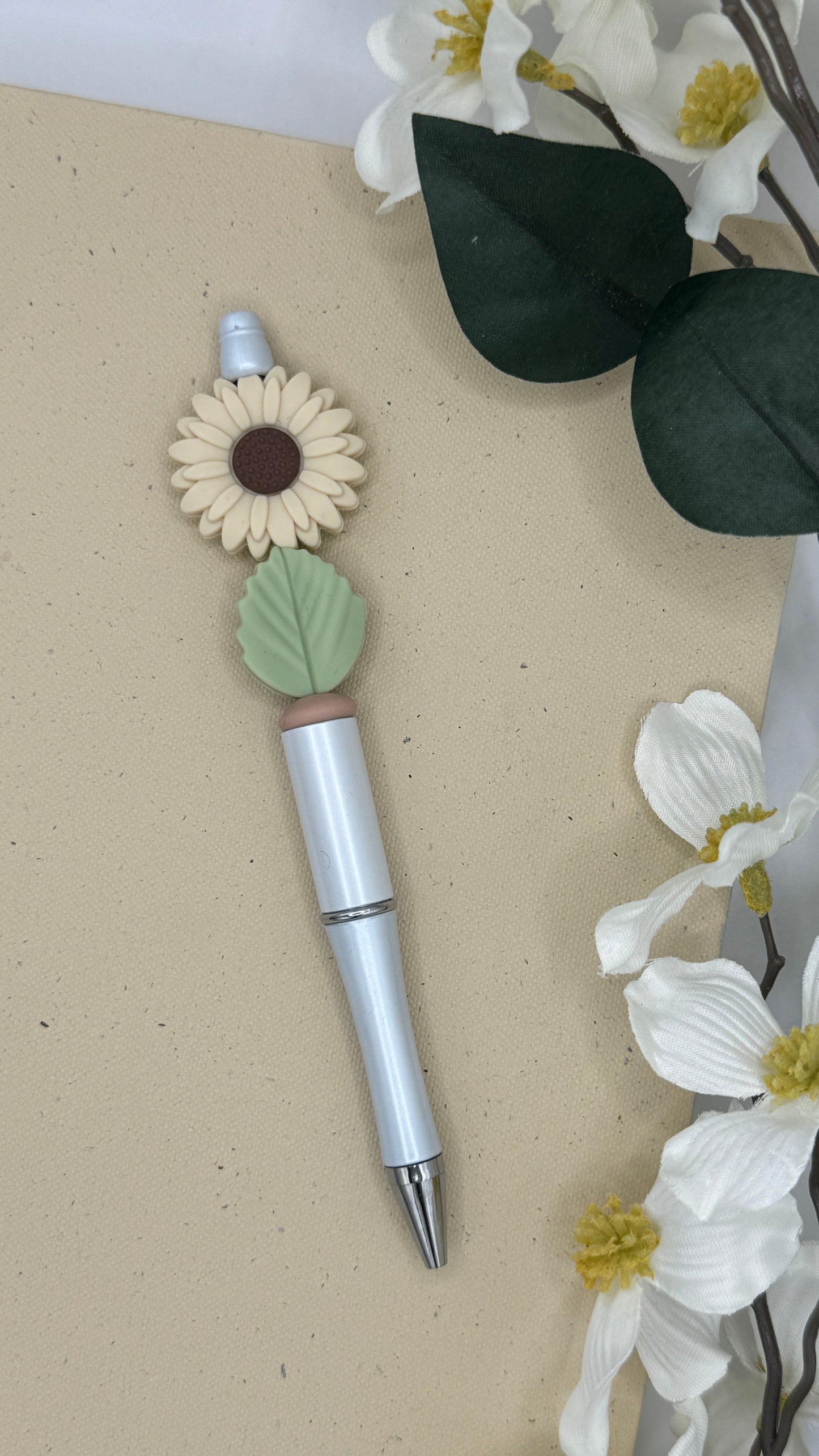 Beige Sunflower Pen