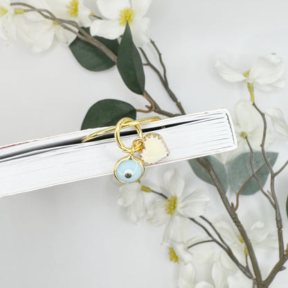 Mini Light Blue Evil Eye With Heart Charmed Bookmark