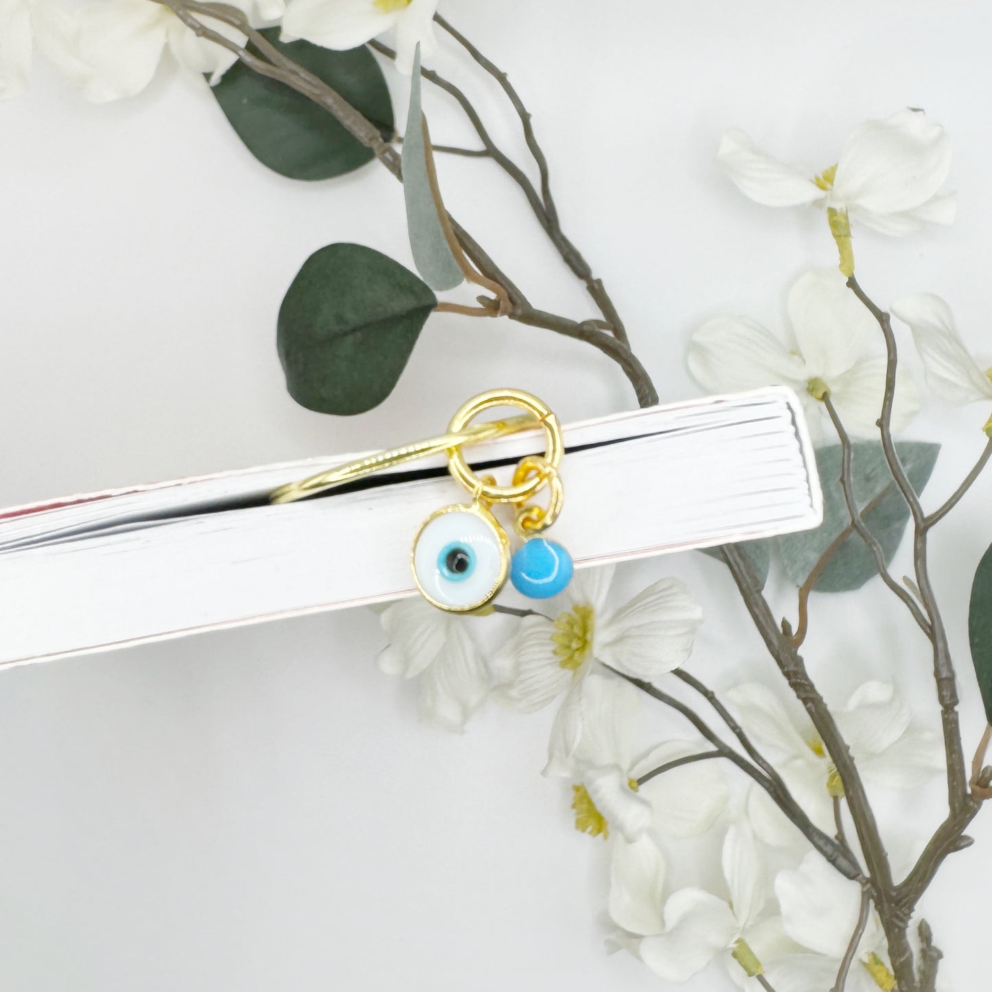 Mini White Evil Eye With Turquoise Disc Charmed Bookmark